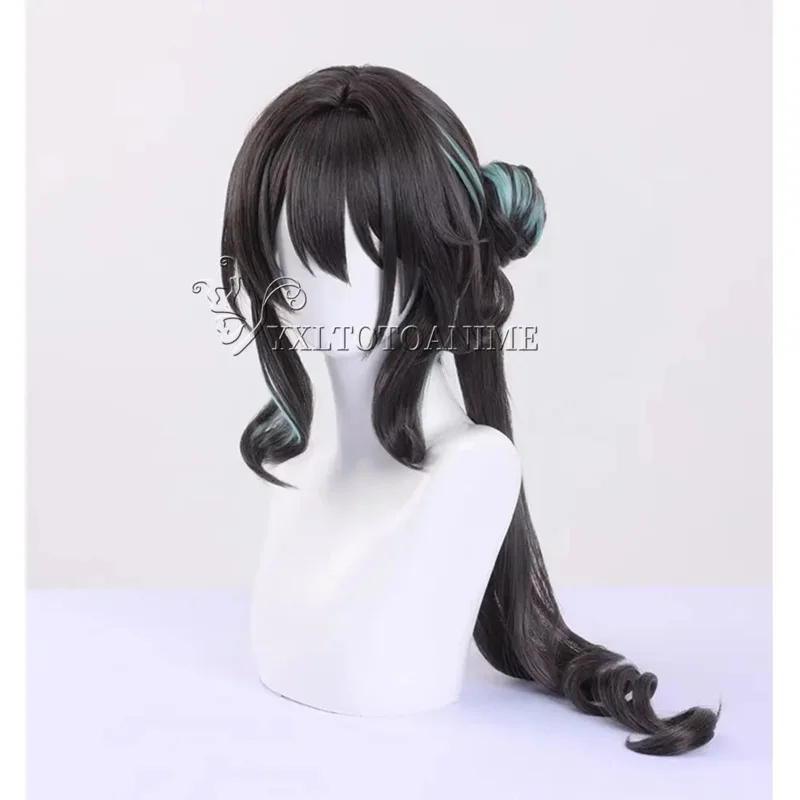 Game honkai star rail Ruan Mei cosplay wigs wig cap Green Black long hair heat resistant synthetic Halloween role play prop