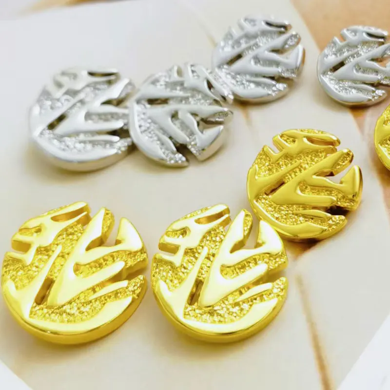 10 Stück 15-23mm Gold Silber Metallknöpfe mit Hohem Schaft und Craquelé-Textur für Mantel Blazer Jacke Nähen Handwerk DIY Zubehör – Detail 4