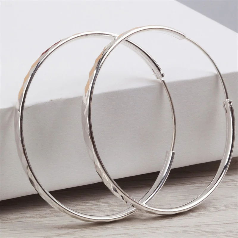 316L Edelstahl 30-60 MM Sparkle Creolen Für Frauen Mode Luxus Qualität Schmuck Großhandel Trend Schleife Einfache schmuck – Detail 7