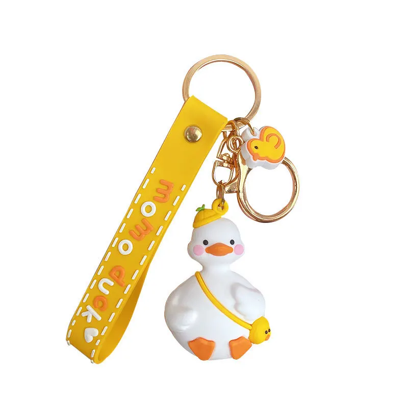 2022 Yellow White Duck Funny Doll Pendant MOMO Duck Bag Accessories Keychain Pendant Car Pendant Gift keyrings