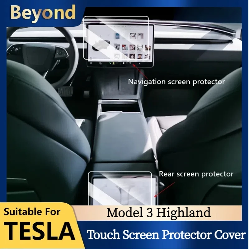 Voor Tesla Model 3 2024 15Inch Touch Screen Protector Cover Model 3 Highland 8Inch Achterste Rij Display Gehard Glas Hd Transparant