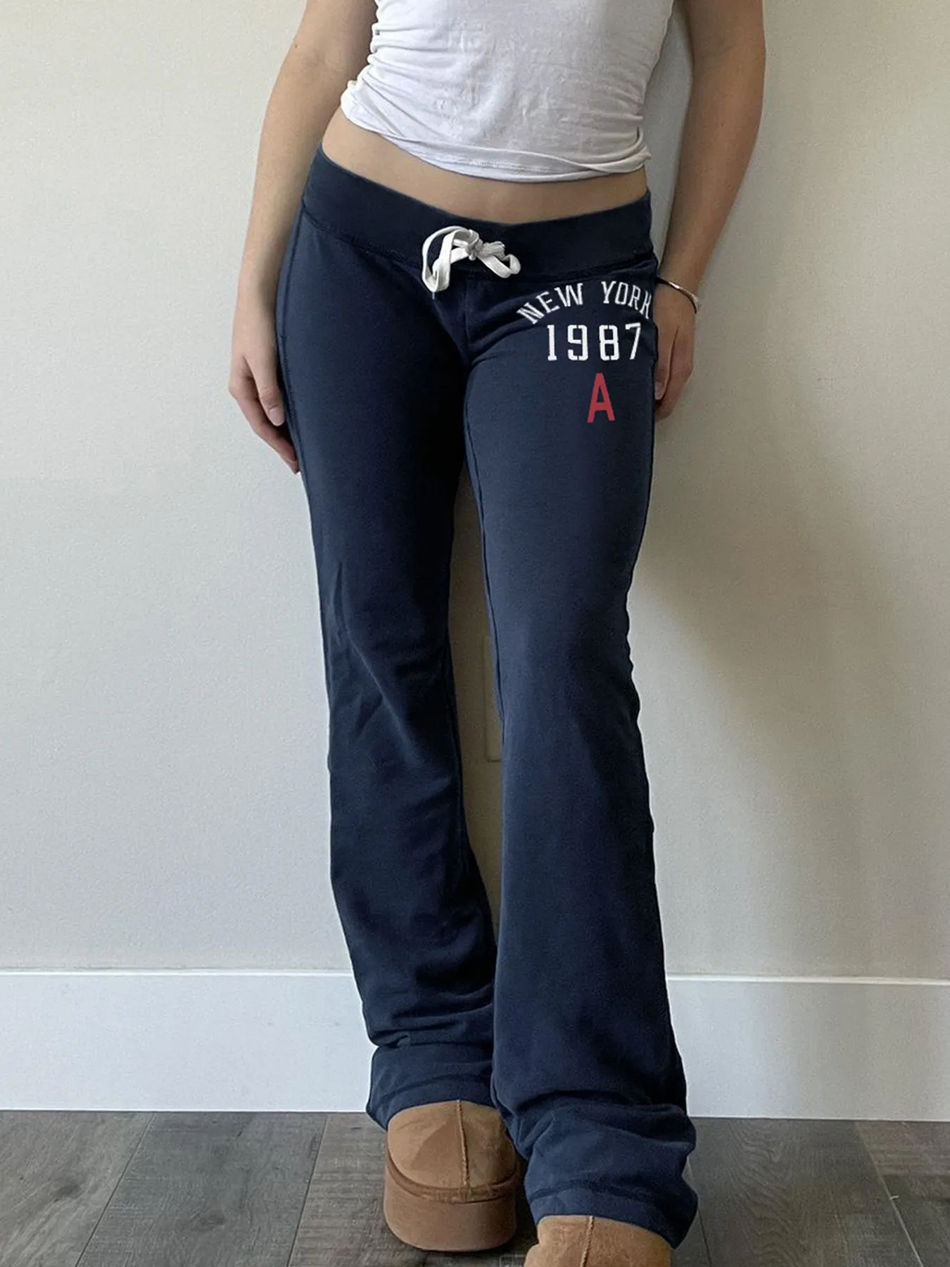 

Летняя женская одежда: брюки с низкой талией, на шнурке, с цветными блоками и принтом, в стиле Y2K, уличная мода для женщин, повседневные брюки из полиэстера.