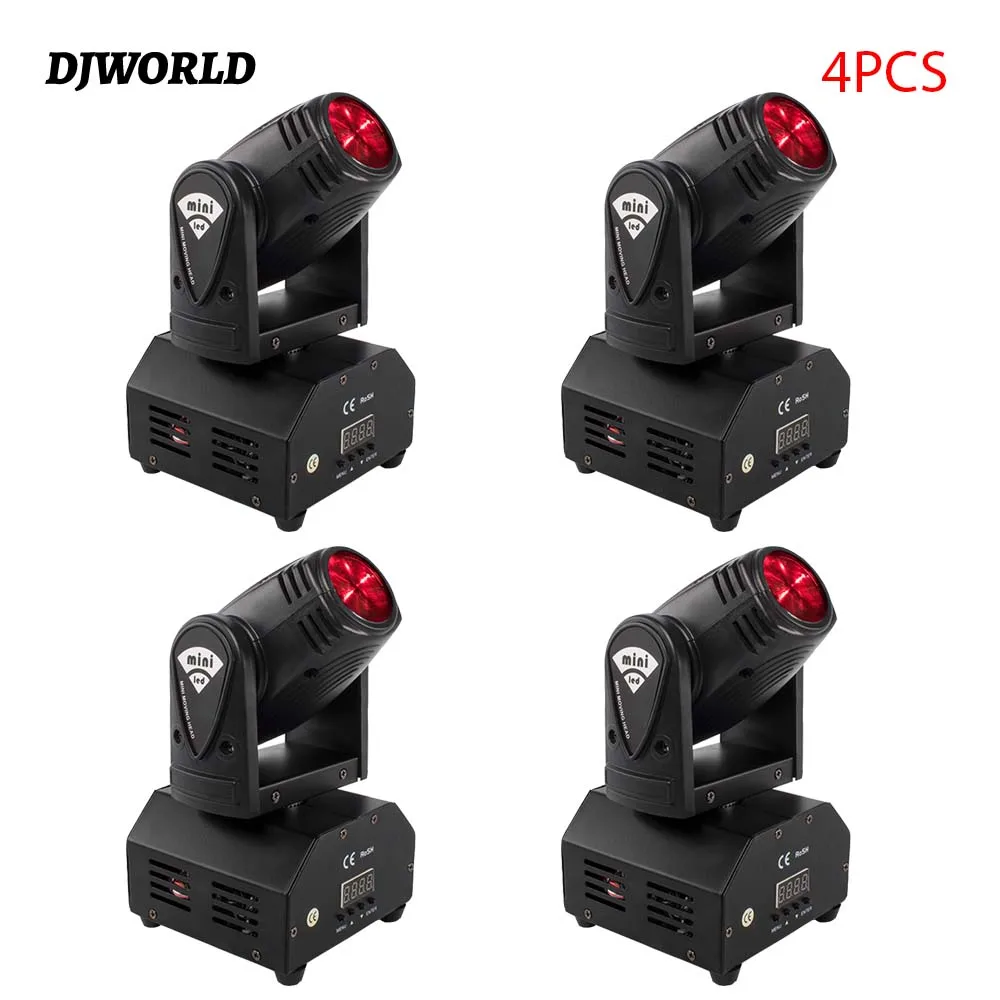 4PCS Lyre Mini 10W LED Beam Moving Head Light RGBW 4 in1 Spot Party Display Controller DMX DJ Disco Club Party Stage Light