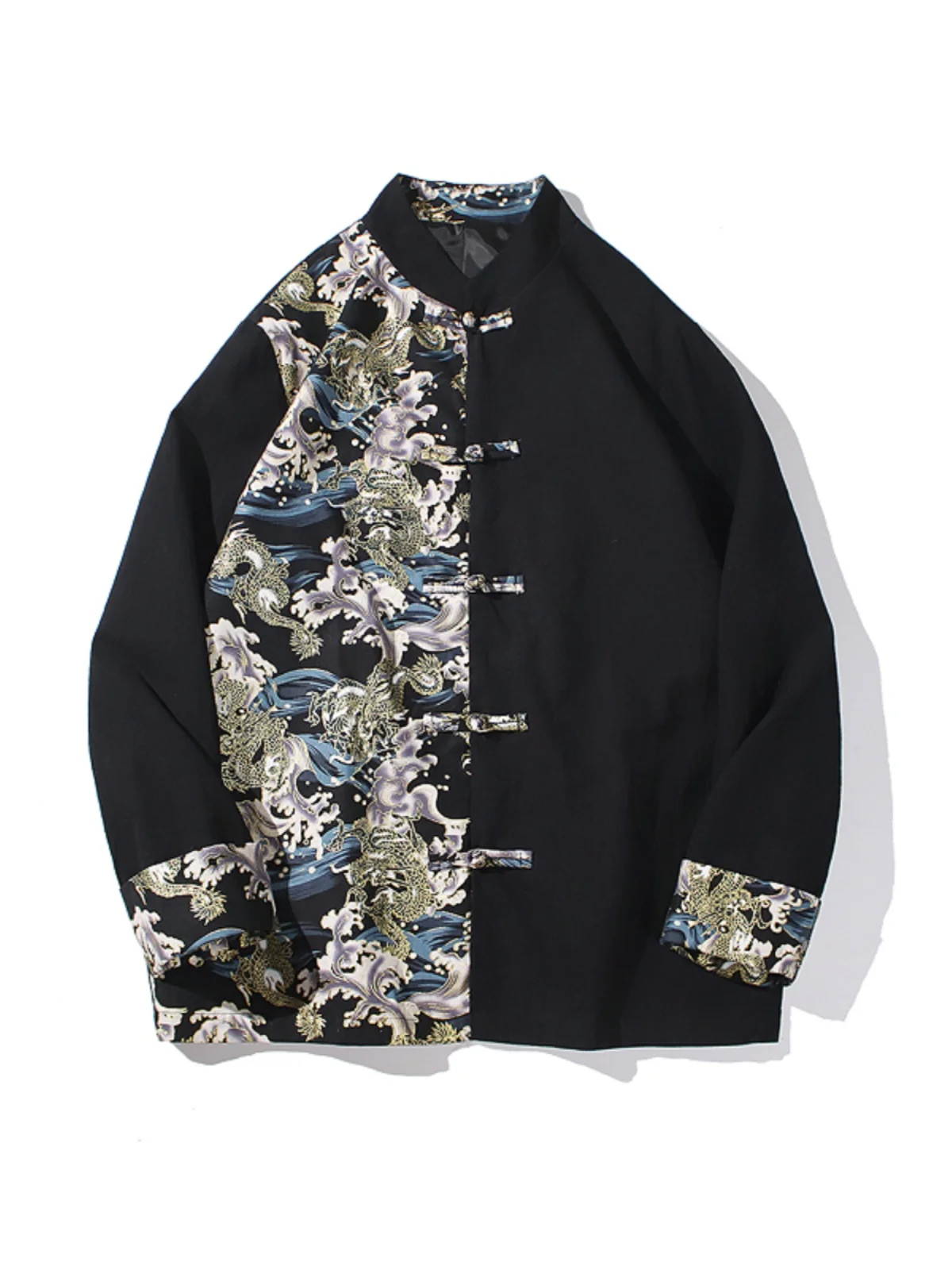 

Loose Men's Spring Autumn Jaet Youth Sle Chinese Traditional Clothing Button Design Hanfu Tang Costume Outerwear Coat
