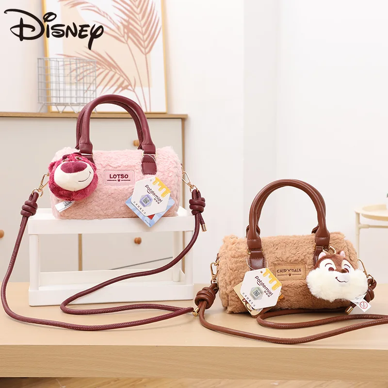 Kawaii Disney Lotso Chip \'n\' Dale Plush Shoulder Bag Doll Pendant Cartoon New Pillow Bag Boston Hand Messenger Bag Birthday Gift