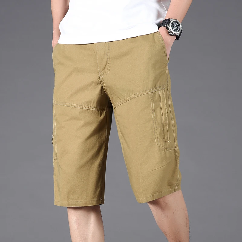 Big Size Men\'s Cargo Shorts Summer Knee Shorts Light Weight Cotton Bermuda Shorts Beach Sports Jogger Work Shorts