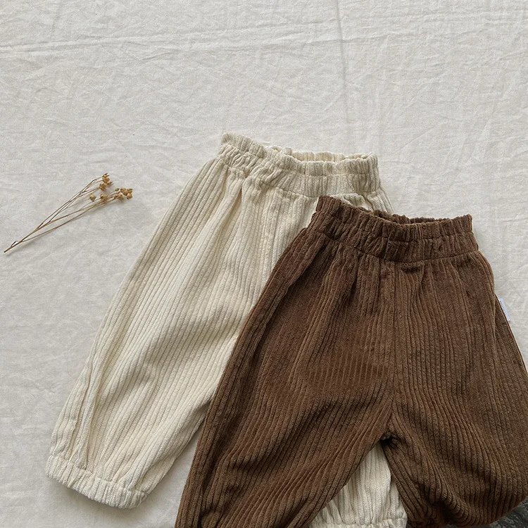 2026 Spring New Baby Corduroy Trousers Solid Infant Girls Loose Harem Pants Toddler Boys Casual Pants Children Clothes
