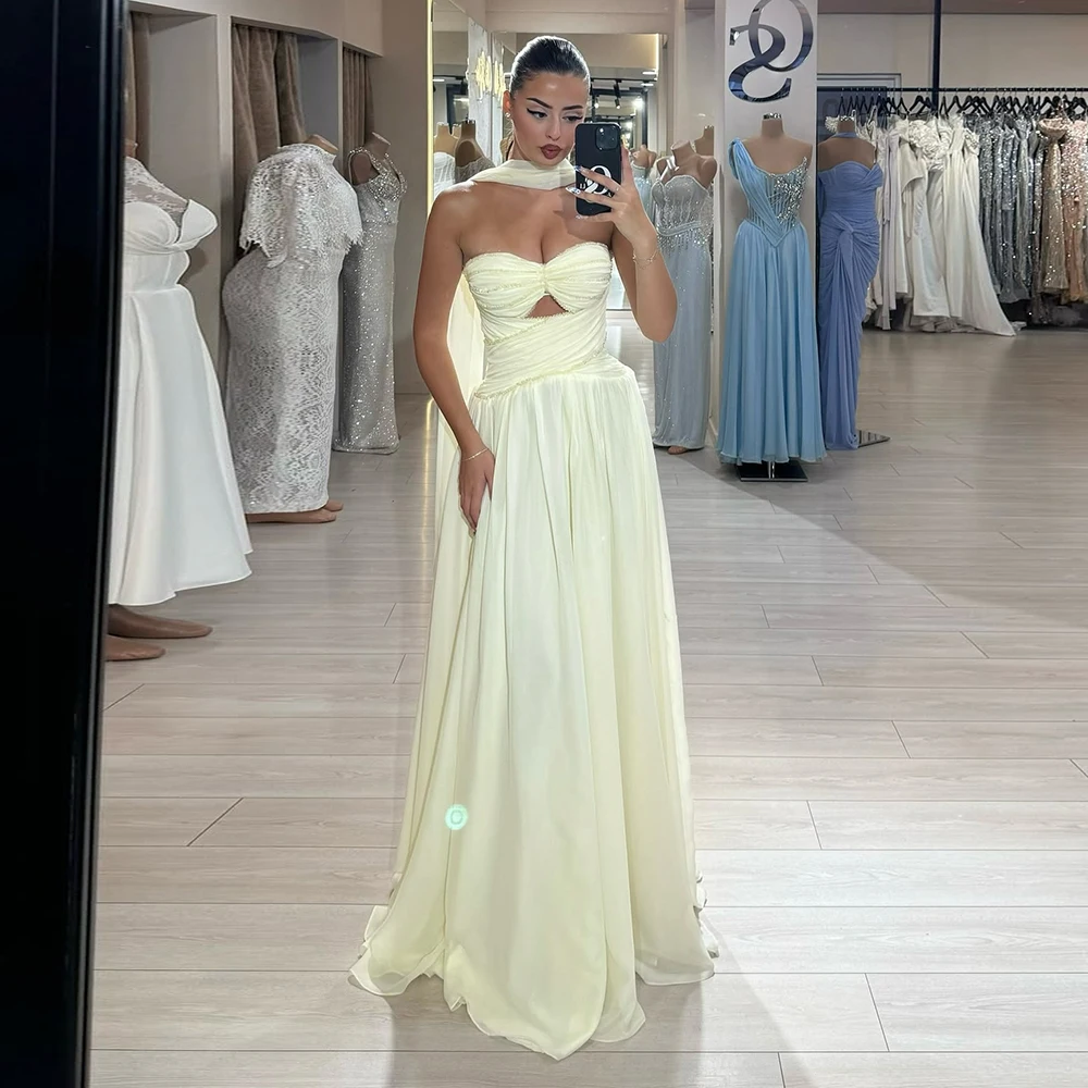 

Eightale арабские вечерние платья для свадебной вечеринки Милая индивидуальные шифоновые желтые платья длиной до пола трапециевидной формы мусульманские платья для выпускного вечера