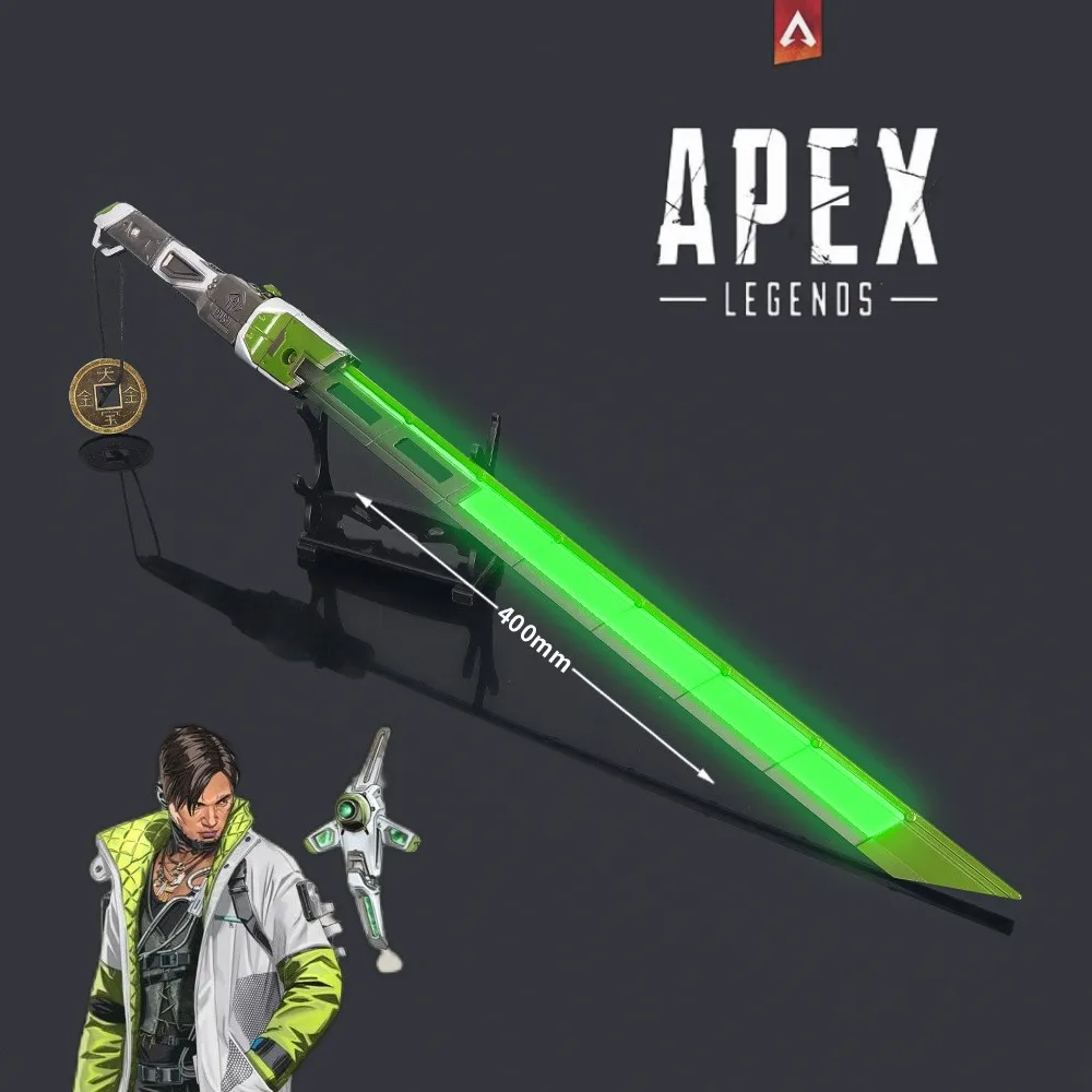 Chaveiro luminoso do jogo para meninos, faca modelo de arma, espada Katana, Apex Legends, herança cripto, lâmina Biwon, brinquedos samurai