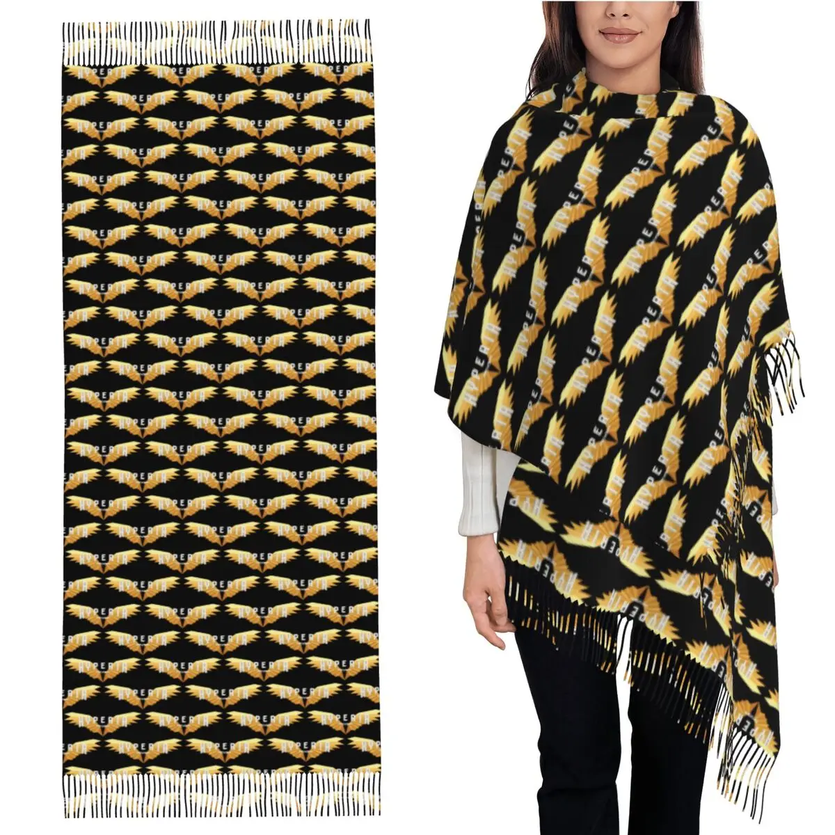 

Шарф с логотипом Hyperia Thorpe Park, шарфы с кисточками, женские мягкие теплые шали и накидки, большая осенне-зимняя шаль