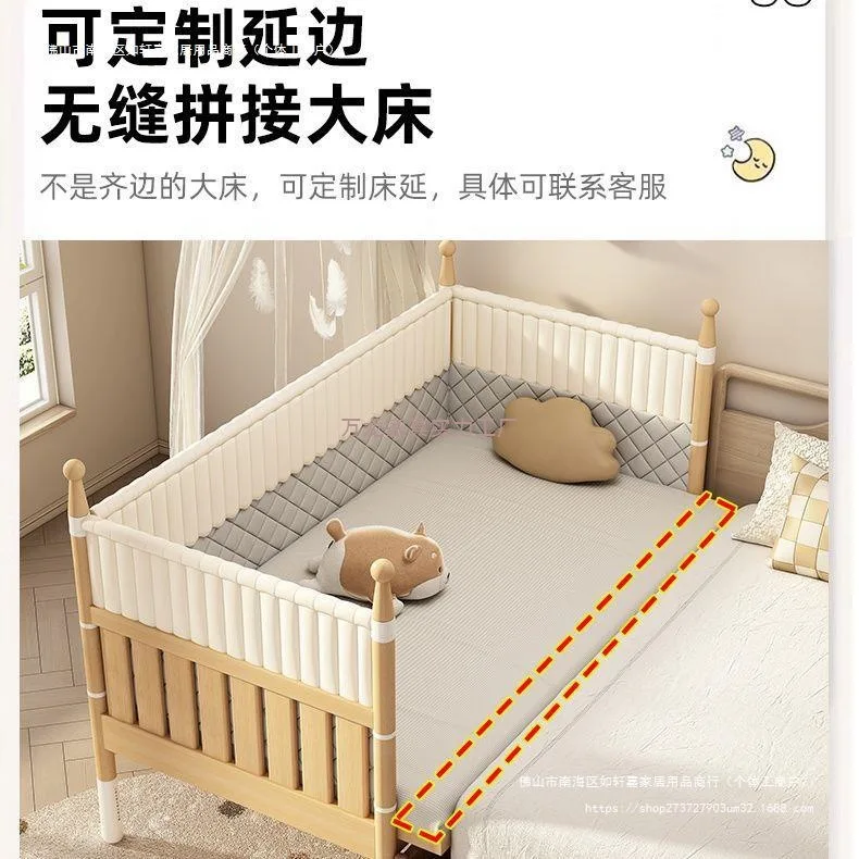 

Детская кровать из цельного дерева с регулируемой высотой подъема. Широкая кровать размера «queen-size» с ограждением. Кровать для новорожденного.