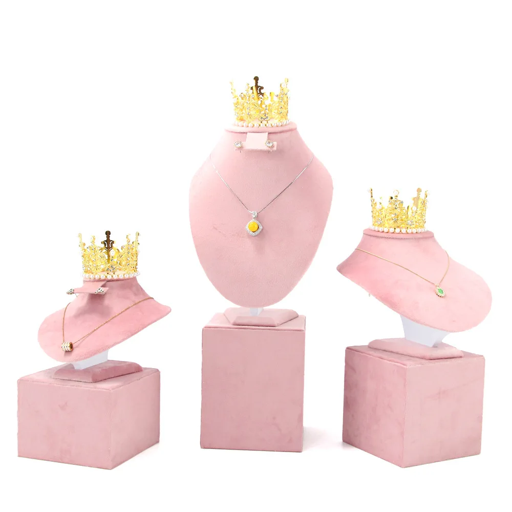 1 Pcs Jewelry Rack Display All Pink Velvet Cloth Window Necklace Ring Jewelry Display Props High-End Display Props