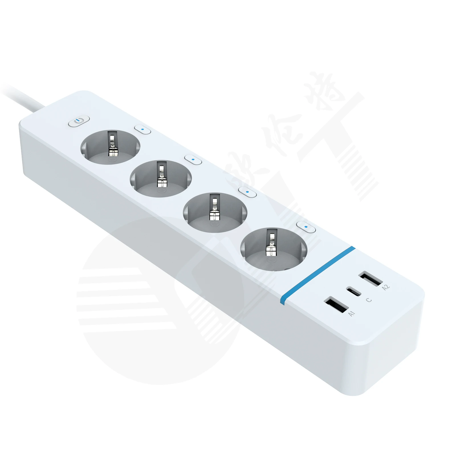 Smart Socket WiFi Switch Power Strip 4Plug 2USB A 1TYPE C Port with Alexa Google APP Home Smart Tuya Smartlife 30W Fast Charging
