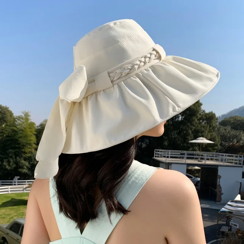 

Korean style women's summer sunscreen fisherman hat for outdoor travel beach hat to prevent ultraviolet rays foldable sun hat