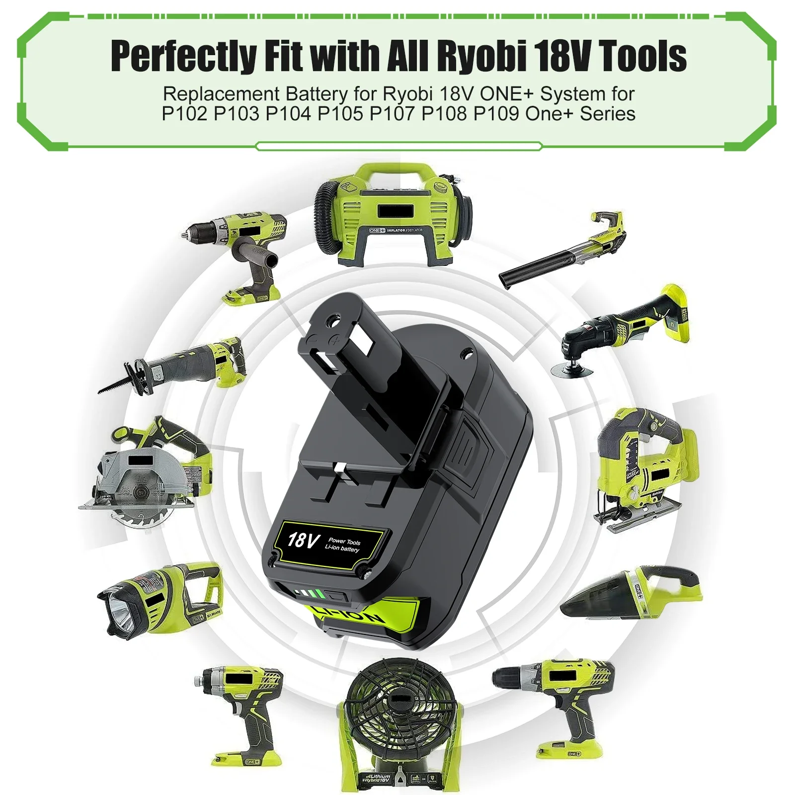 18 فولت 6.0Ah Ryobi One + بطارية احتياطية RB18L50 RB18L40 RB18L25 RB18L15 RB18L13 P102 P103 P104 P105 P106 P107 أدوات لاسلكية