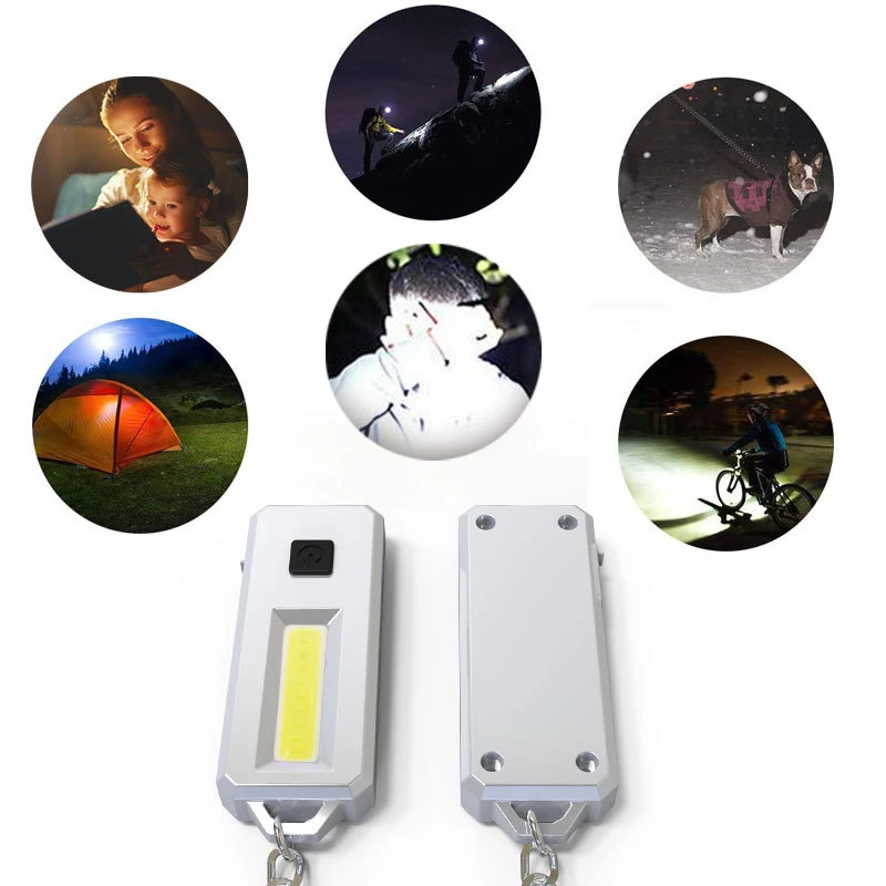 LED Small Flashlight, 350Lumens Bright Mini Keychain Light, Portable USB Rechargeable Pocket Lights with Magnetic Base