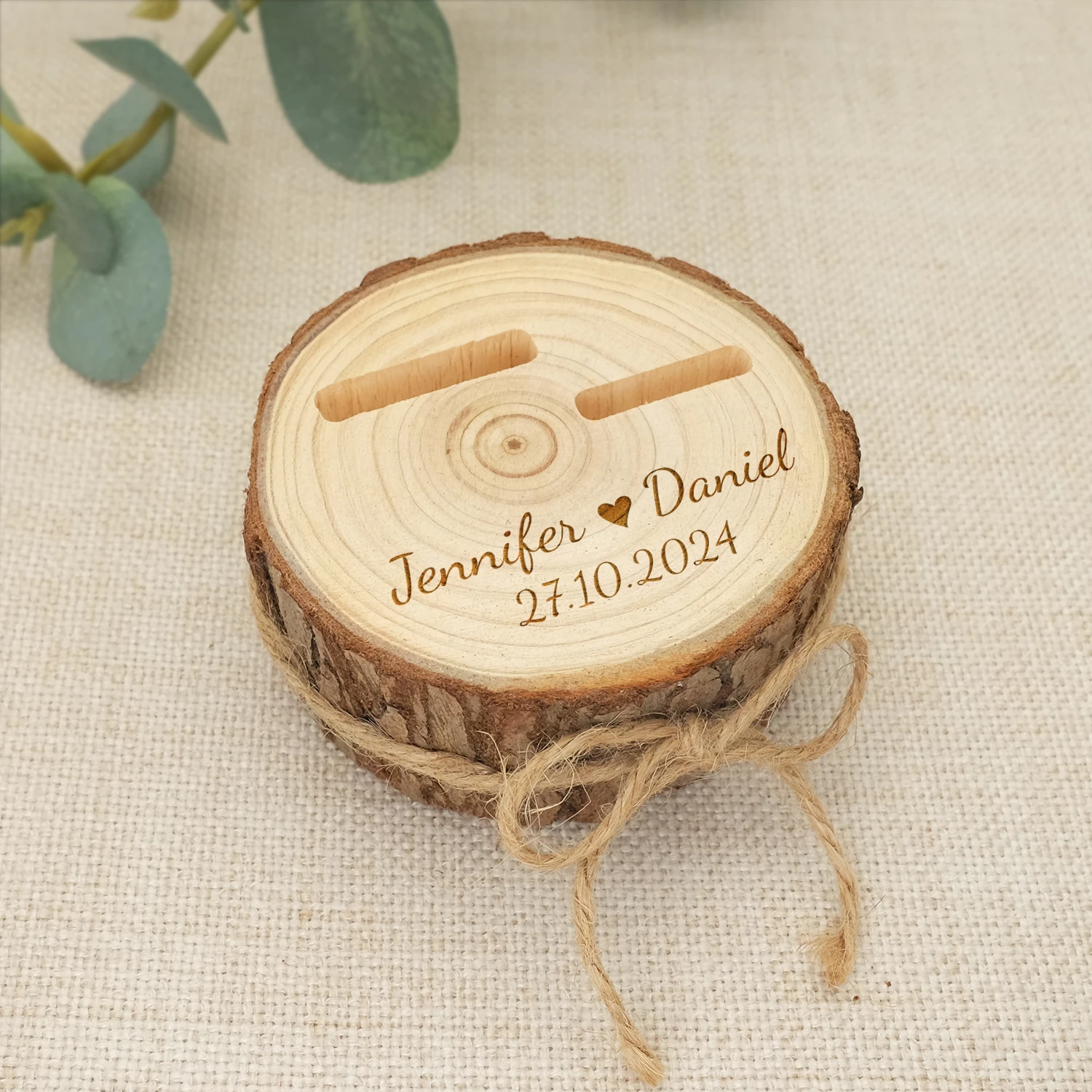 Caja de anillos de boda de madera personalizada, soporte de anillo de compromiso rústico, almohada de anillo de propuesta