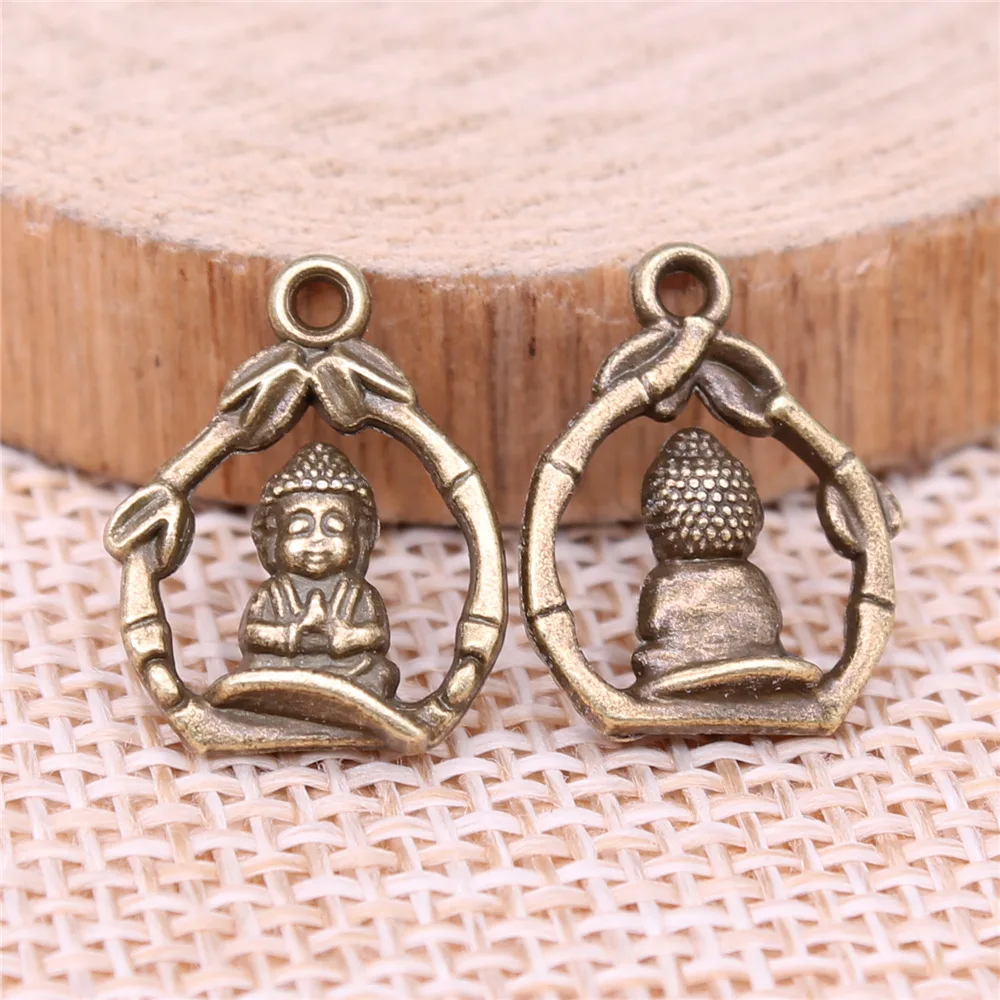 IFOCUS 10pcs/Lot Buddha Charms For DIY Jewelry Making Zinc Alloy 16x12mm/0.63x0.47inch