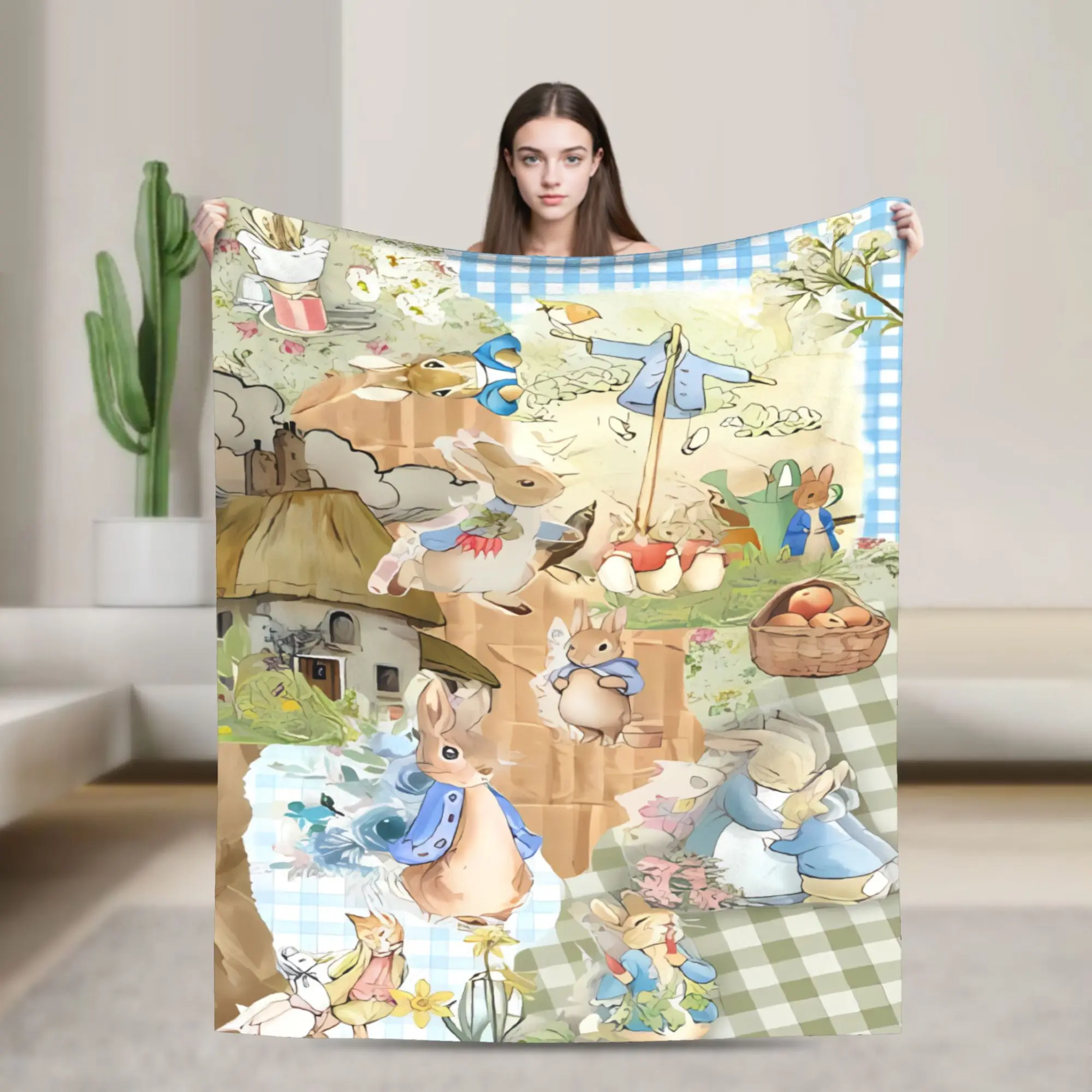 P-Petered R-Rabbits Blanket  Warm Soft Graphic Plush Throw Blanket For Kids Adult Outdoor Flannel Bedspread Bed Cover
