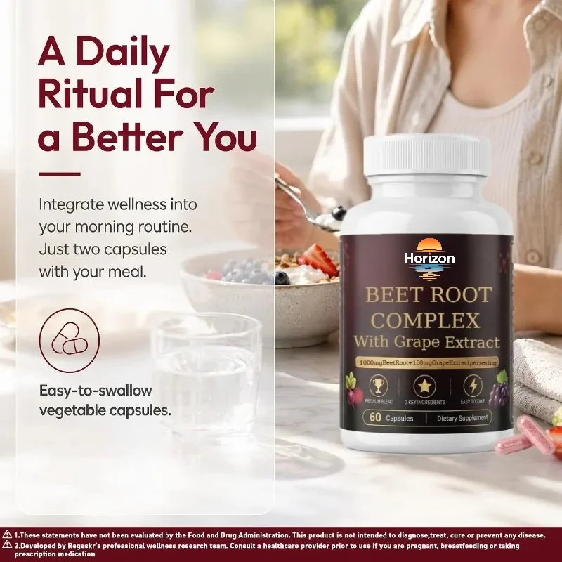 Beetroot Complex, High-quality Beetroot Powder+grape Extract (60 Capsules)