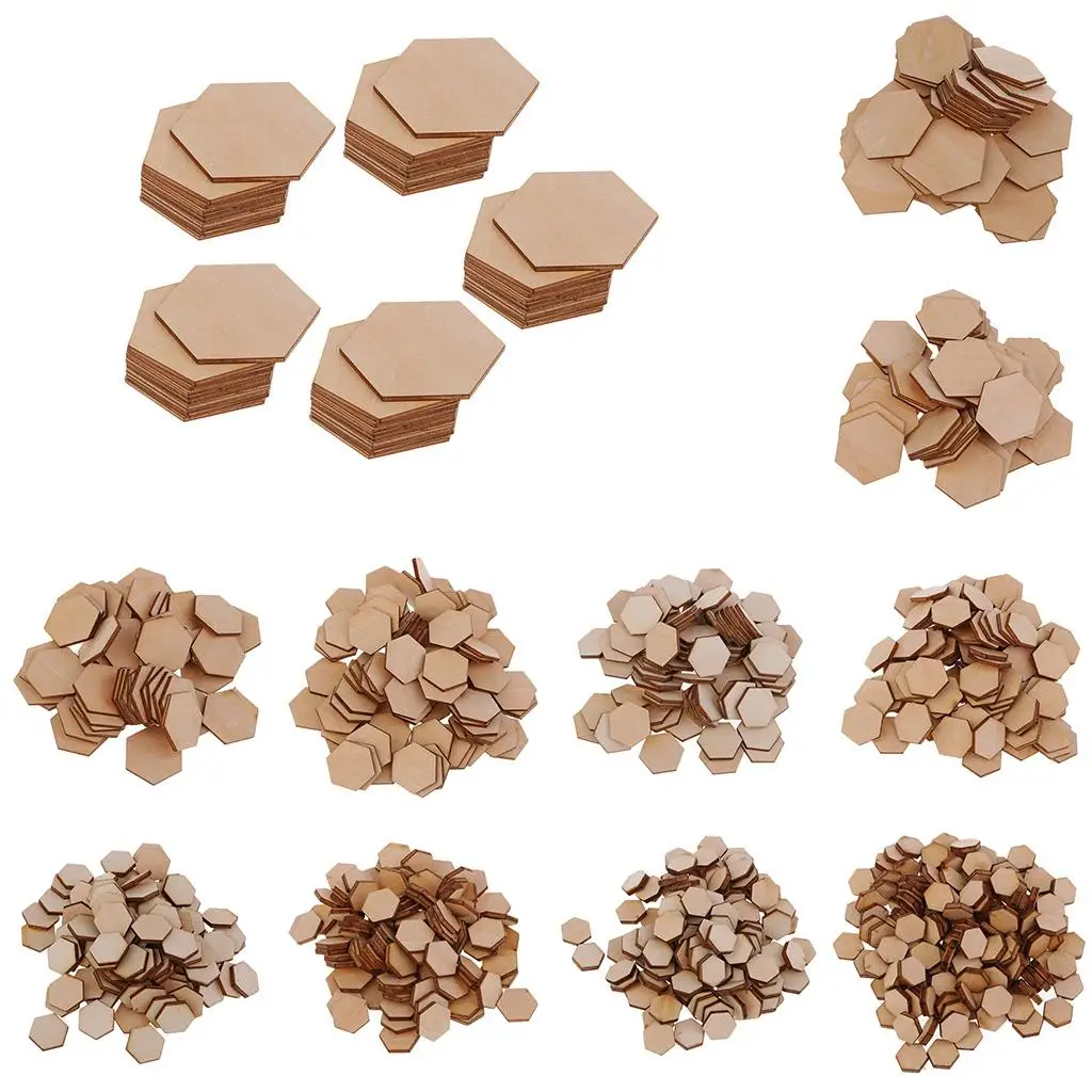 Premium Wood Cutouts Wooden MDF Hexagon Shapes for DIY Decor Ornament Crafts