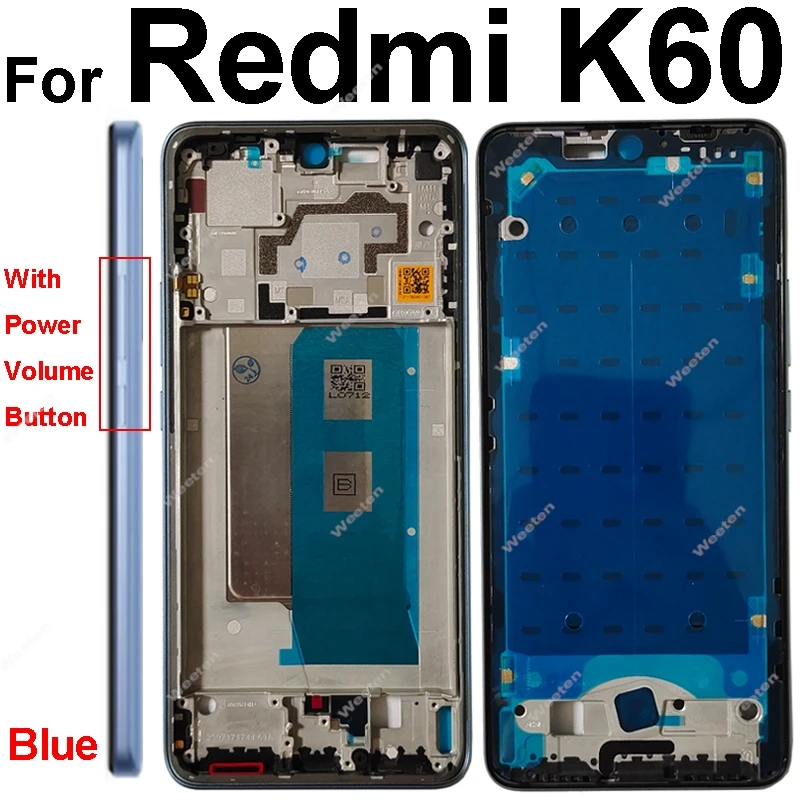 Middle Frame Housing For Xiaomi Redmi K60 K60 Pro LCD Front Housing Middle Frame Bezel Chassis Shell Repair Parts