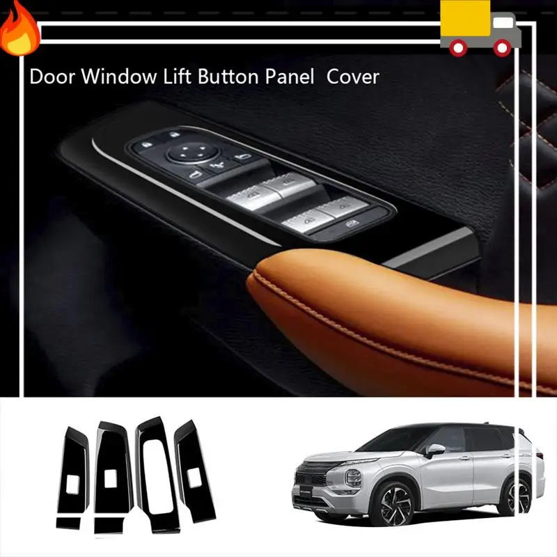 

4Pcs Black Car Door Window Lift Button Panel Cover Interior Door Panels Trim For Mitsubishi Outlander 2022+ RHD Replacement