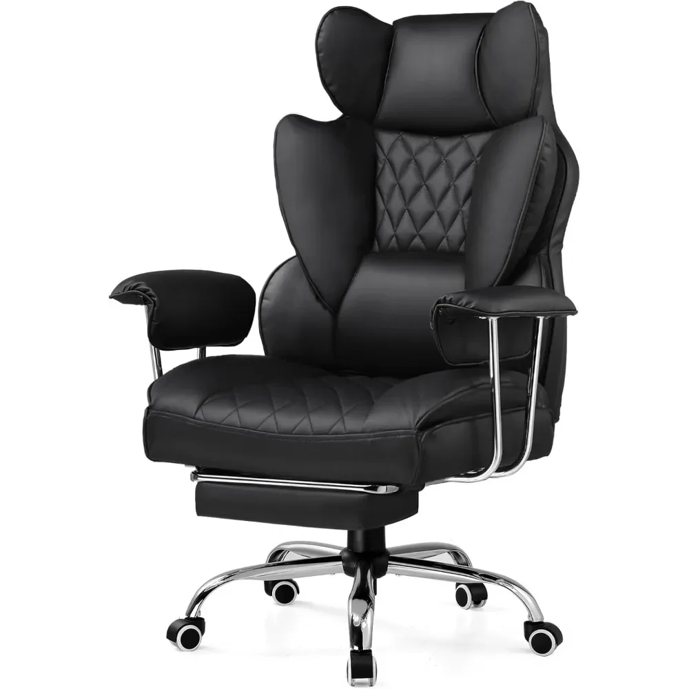 Gaming Chair with Pocket Spring Lumbar Support, Comfortable Wide Office Desk Computer Chair with Outward Fixed Soft Armrests