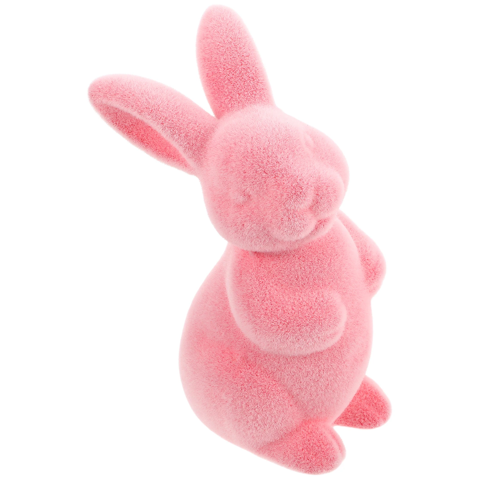 

1pcs Realistic Pink Flocked Bunny Garden Statue Artificial Rabbit Decoration For Easter Home Lawn Yard Outdoor Spring