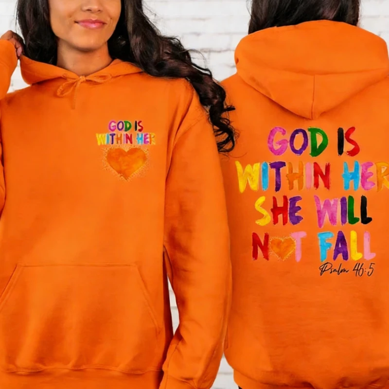 美的セーター 神は彼女の中にいます 秋と冬のスウェットシャツ キリスト教の聖書の詩 信仰 長袖 大人用 カジュアル プルオーバー