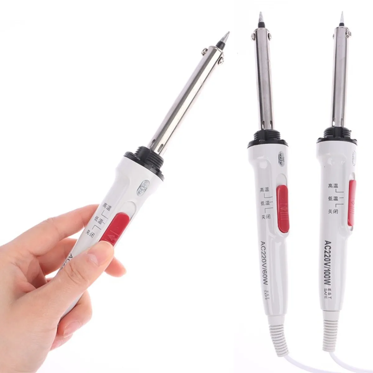 

White 60W 100W Electric Soldering Iron Double Temperature Control With Switch Welding Pen High And Low Temperature Welding Tools