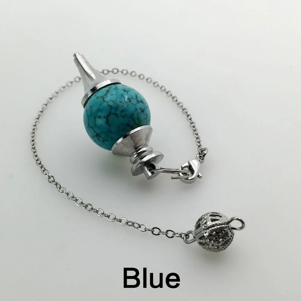 1pc Divination Energy Stone Reiki Meditation Stone Jewelry Pendulum Hollow Round Bead Pendant Stonego Pendulum