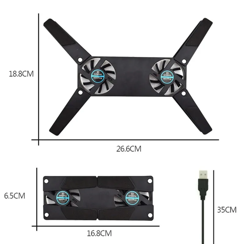 New Laptop Cooling Pad Laptop Cooler USB Powered Cooling Pad Bracket 2 Fans for Laptop Universal 7 15" 1 Laptop Stand image 6