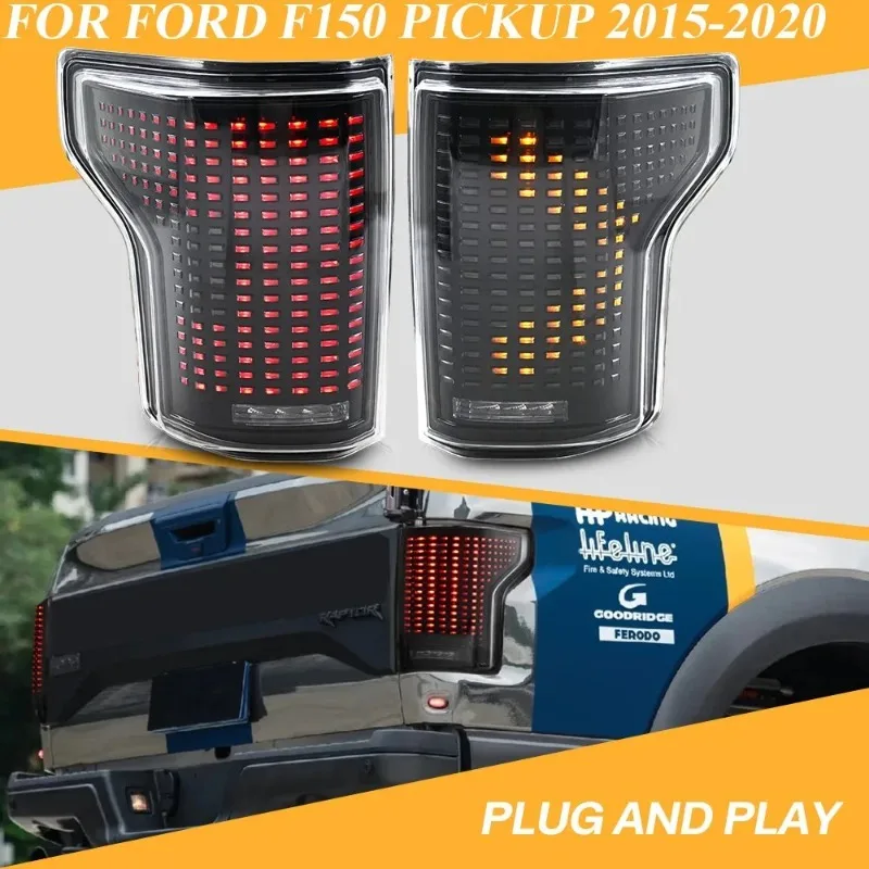 

For Ford F150 2015-2020 LED Tail Lights Pair Red Housing Sequential Rear Lamps Left Right Upgrade