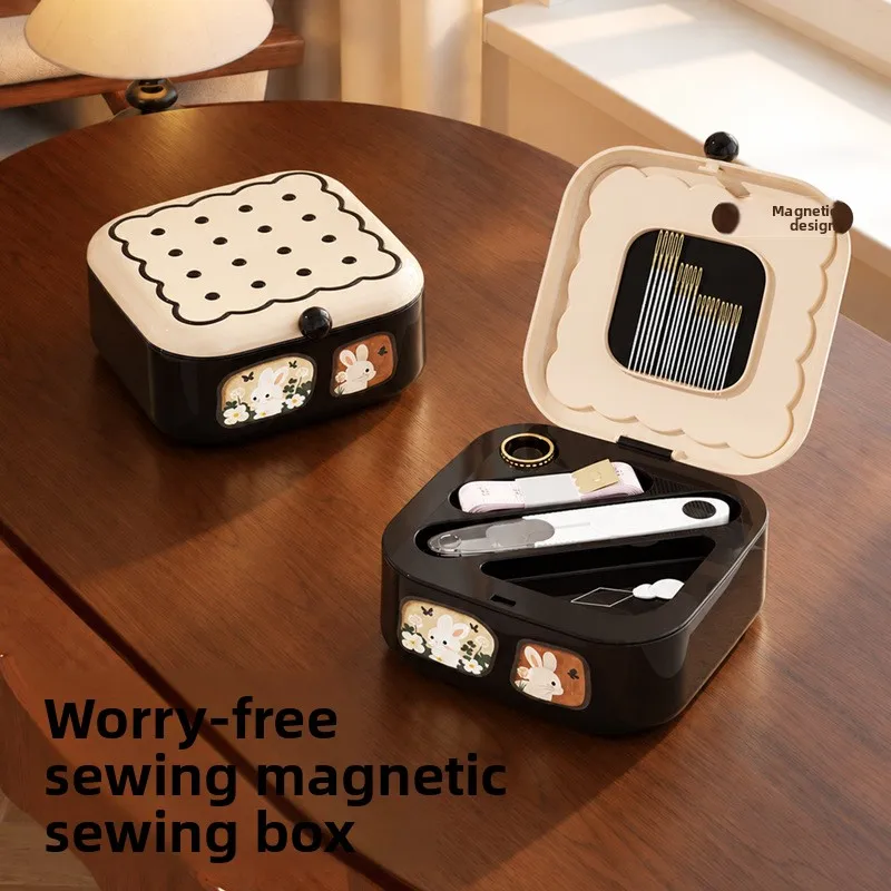High Value Cartoon Magnetic Sewing Kit Portable Needlework Box Household Mending Tools Storage Case