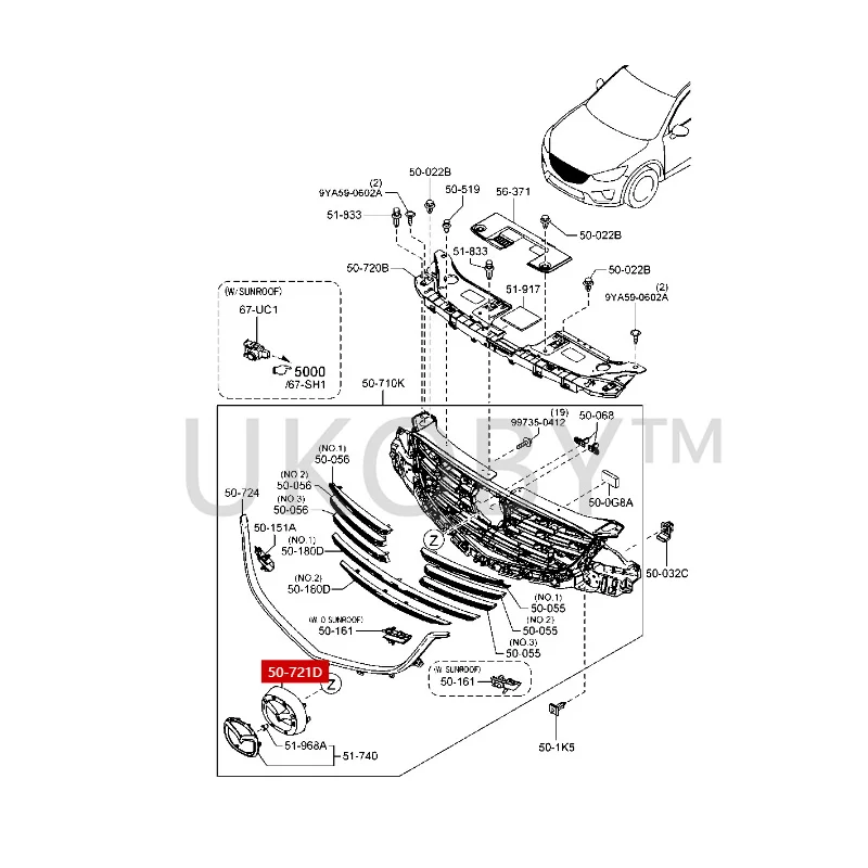 KA5C50721 Suitable for Ma zd a CX-5CX5 Central grid standard bracket buckle clip base fixing seat