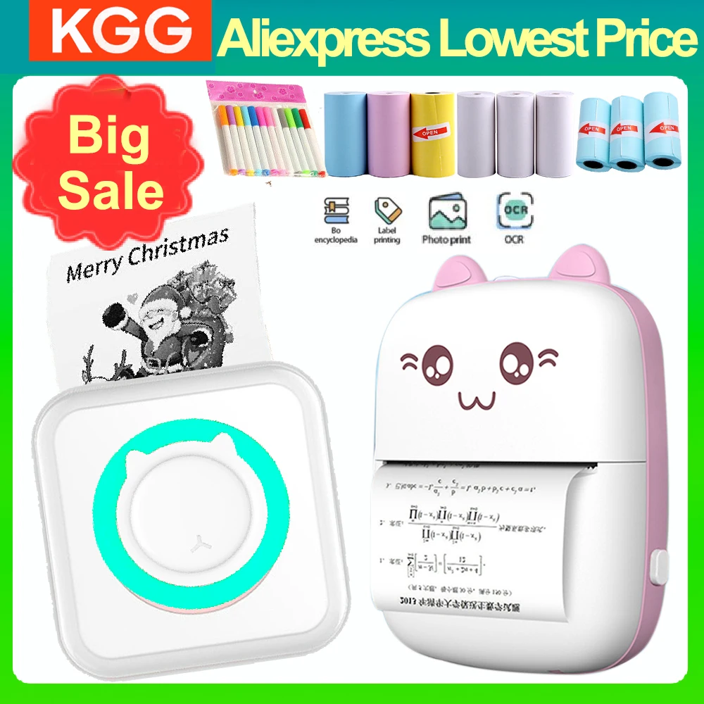 Portable Thermal Printer MINI Wirelessly BT 203dpi Photo Label Memo Wrong Question Printing With USB Cable Imprimante Portable