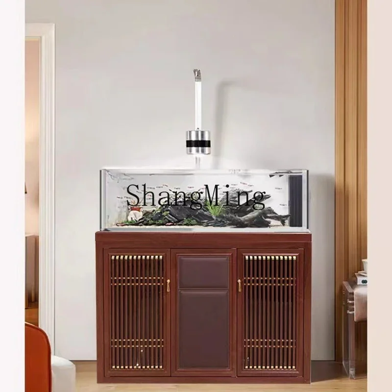 SM home living room new fish tank new Chinese stream tank ultra-white water cutting integrated bottom filter Lanshou tank