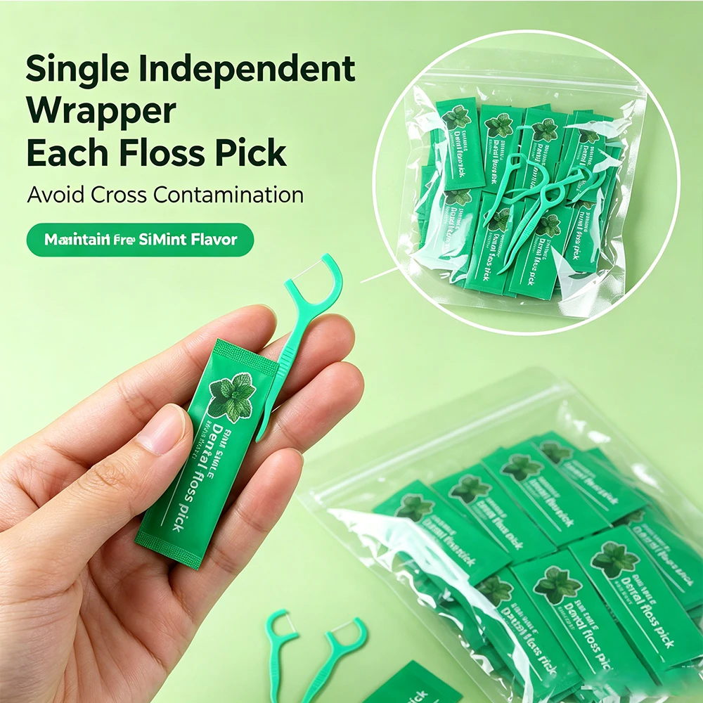 550/330/110pcs RIMI SMILE Mint Dental Floss Picks Individually Wrapped, 110 Counts Per Bag Ultra Fine High Tension Floss Sticks