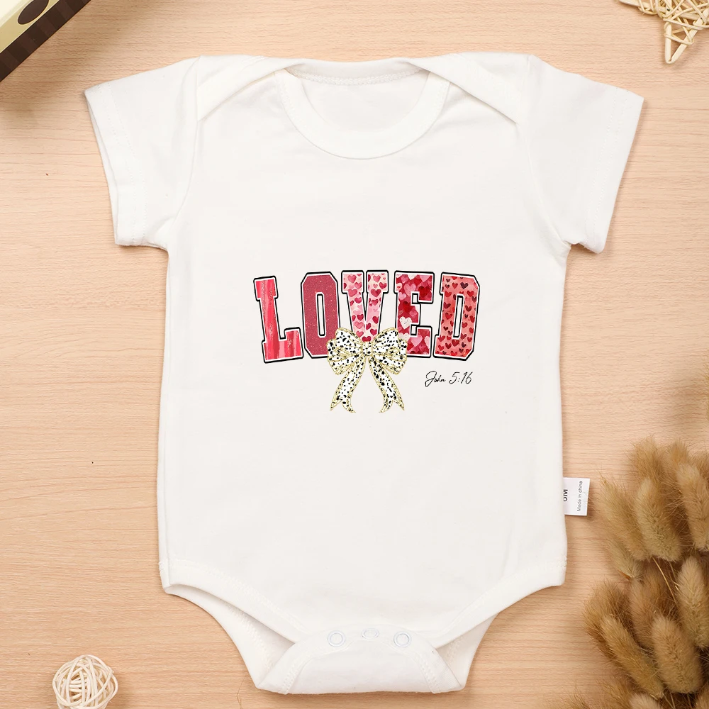 Newborn Boy Girl Bodysuits Soft Cassel Baby Onesies Cute Loved Valentine's Day Gift Printed Twin Clothes Infant Baby Bodysuits