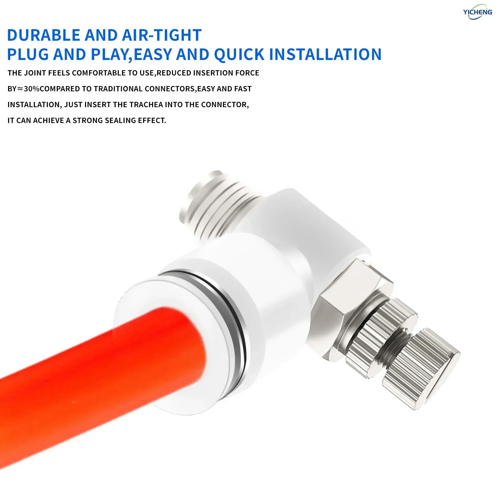 Push to Connect Air Line Fitting Air Flow Control Valve ID 12mm ,1/8