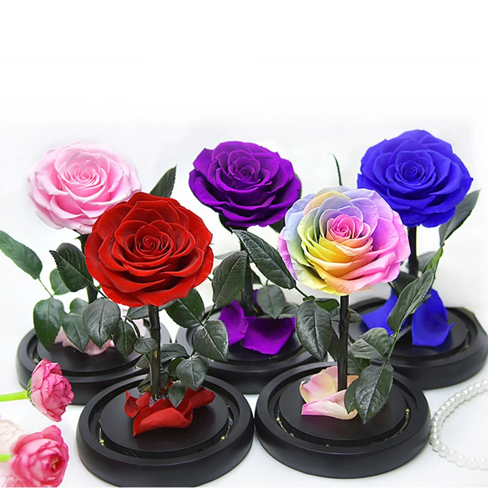 

1Pcs Eternal Fresh Flower Bottle Light Blue Delicate Glass Lamp Christmas Valentine's Day Preserved Rose Decor Gift