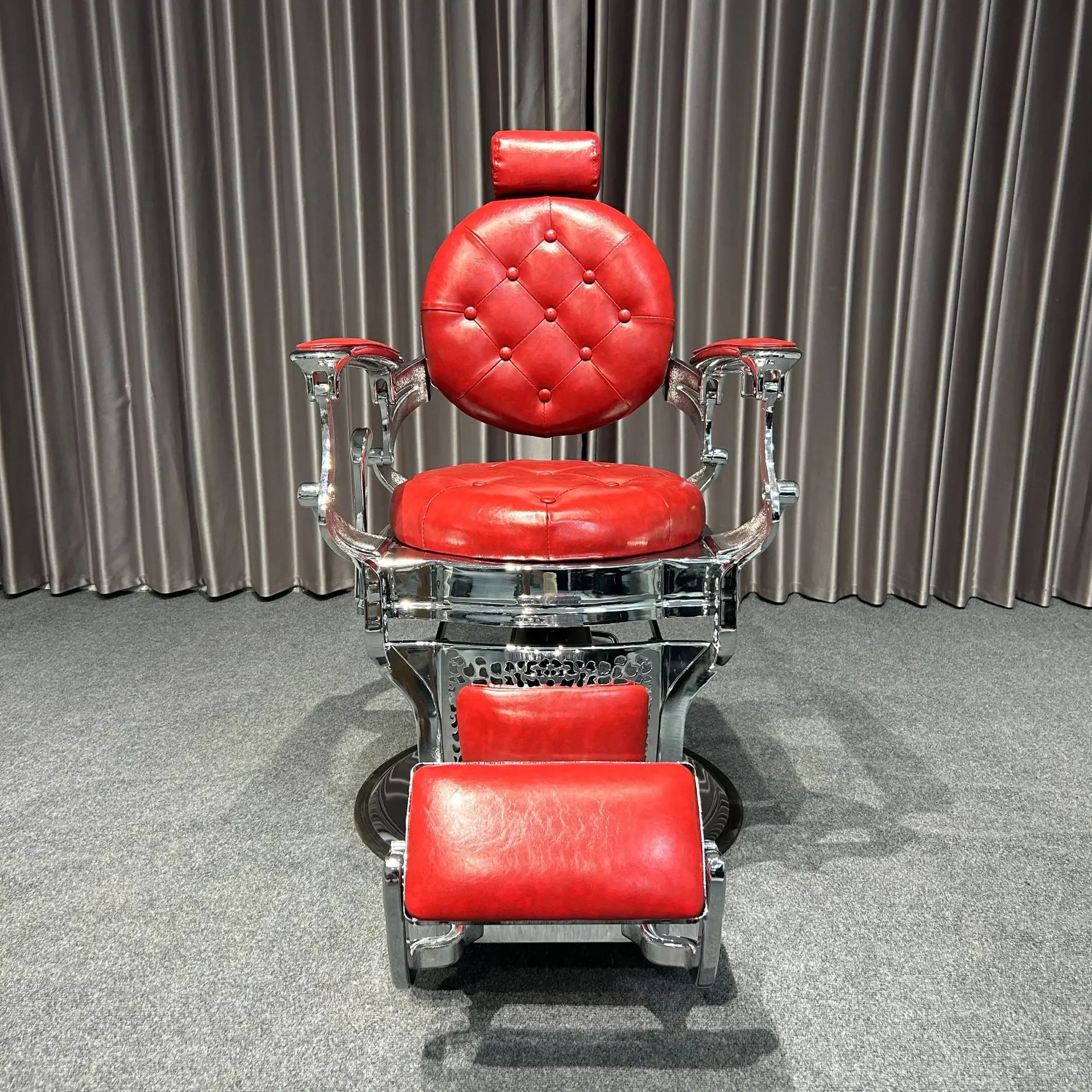 2026 Salon Chair for Sale Red Styling Chair for Hydraulic Barbershop Professional Barber Chair Tufted Salon Furniture