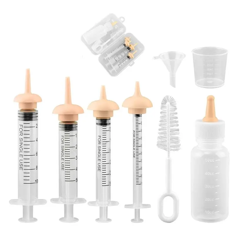 LLCS-Pet Nursing Kit, Kitten Bottle Feeding Set With Nursing Nipples, Formula Dispenser, Liquid Syringe For Newborn Puppies