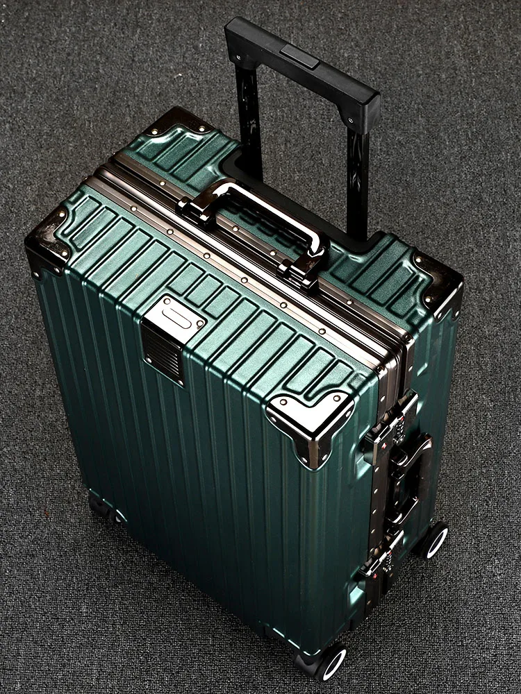 Dark Green Trolley Luggage Men's and Women's Durable Aluminum Frame Thickened Large Capaci 24 Oversized 26 Travel 28 Right ...