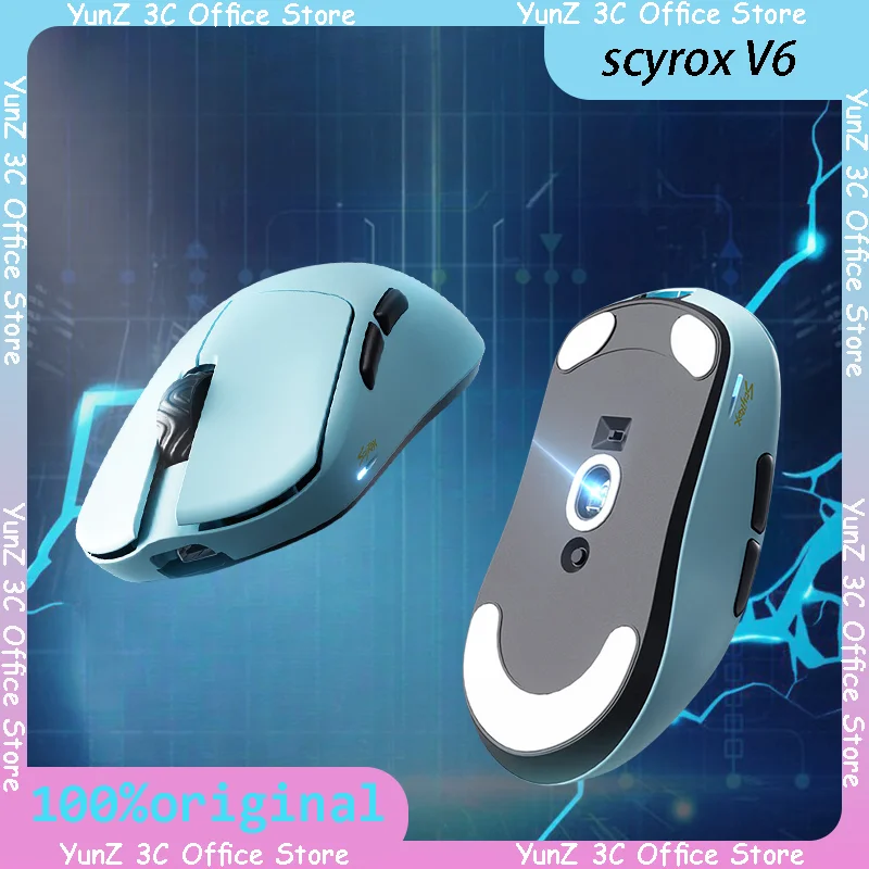 En stock, ratón inalámbrico para juegos Scyrox V6 Pixart 3950 con orificio de 8k 40g, ratón electrónico ligero para juegos deportivos