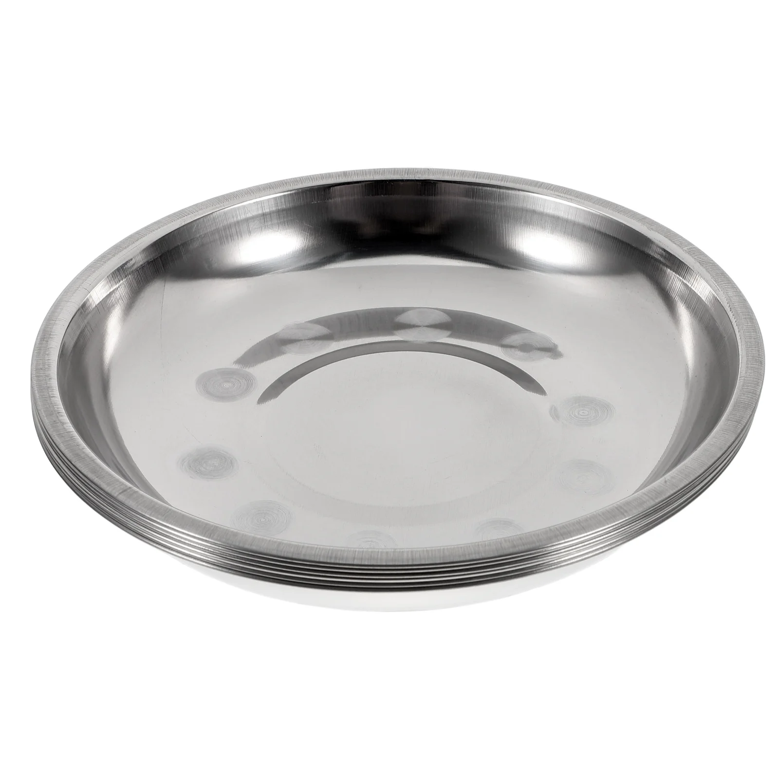 

6pcs BBQ Grill Tray Round Stainless Steel Plate 201-18CM Picnic Camping Food Party Dessert Pasta Serving Kitchen Barware Set