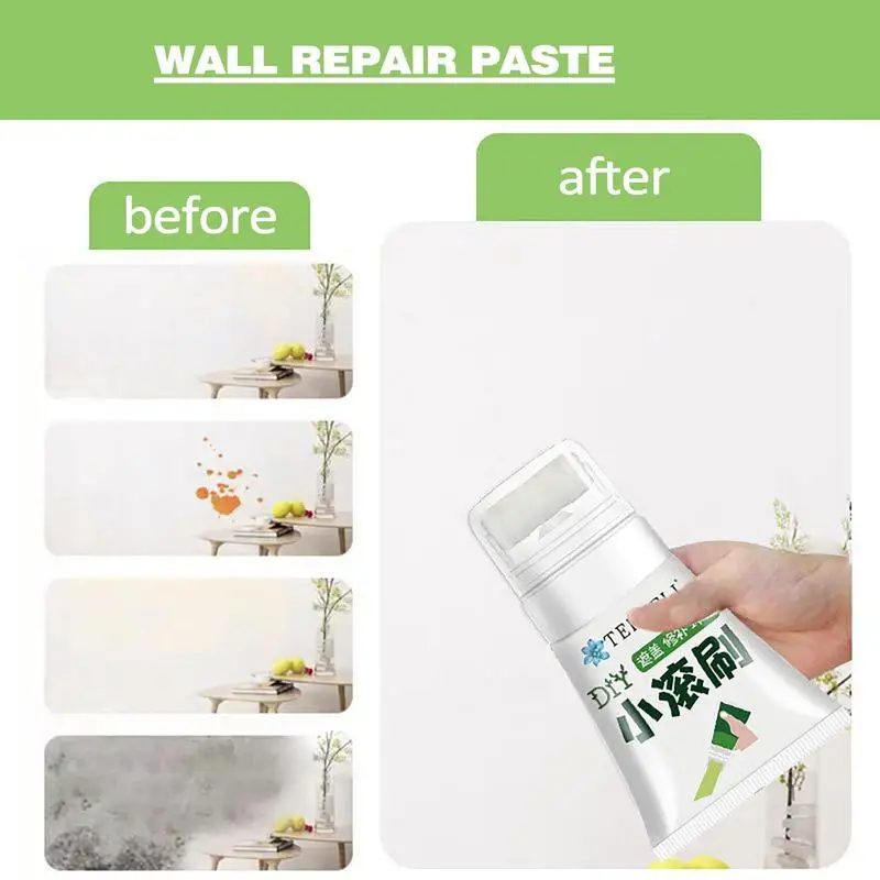 White Color Wall Repair Paste Roller Water-Based DIY Wall Spackle Roller Formula Stain Remover Patching Brush Home Reparing Tool