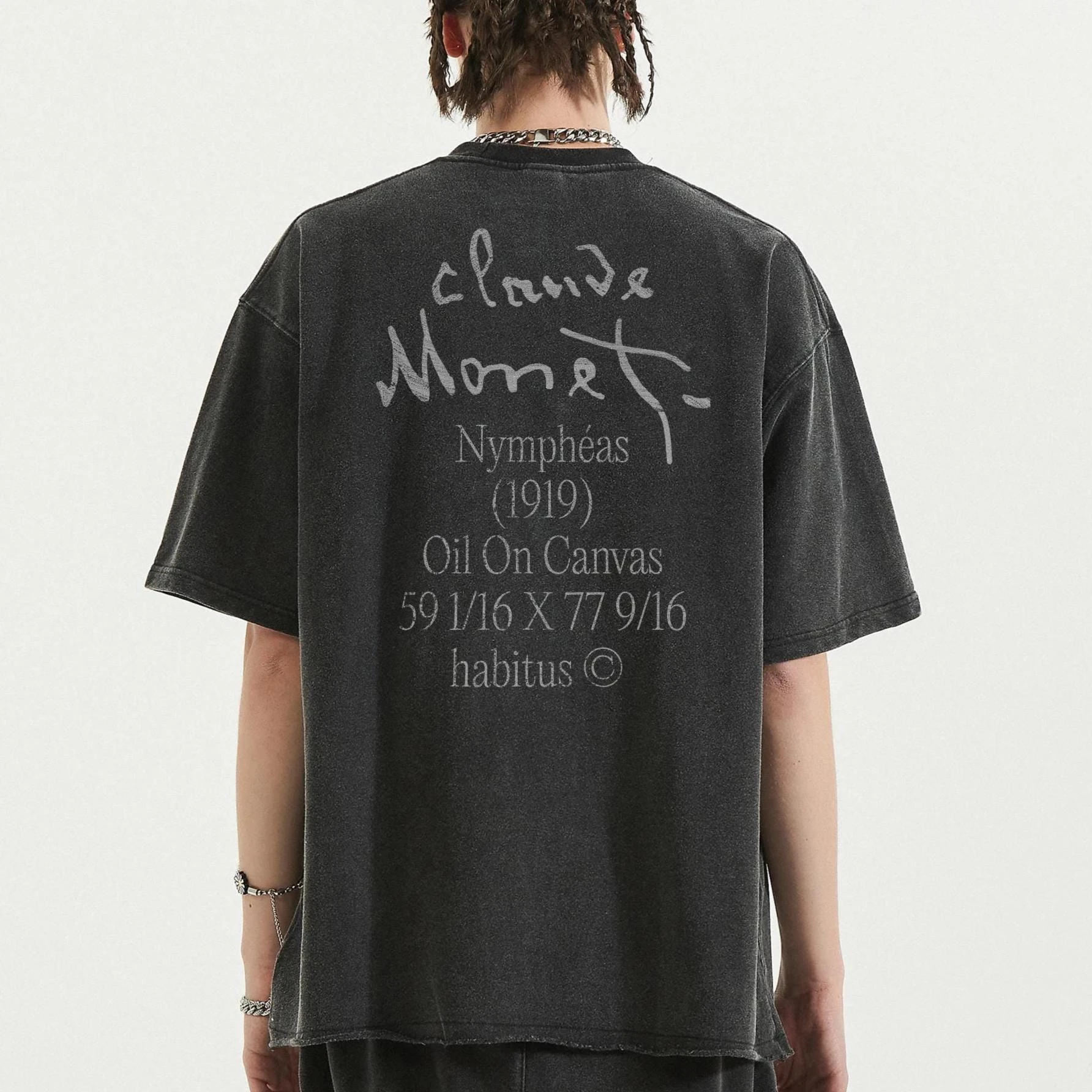 Claude Monet T-Shirt | Faded Raw Hem Art Tee | Heavy Cotton Unisex Streetwear | Art Inspired