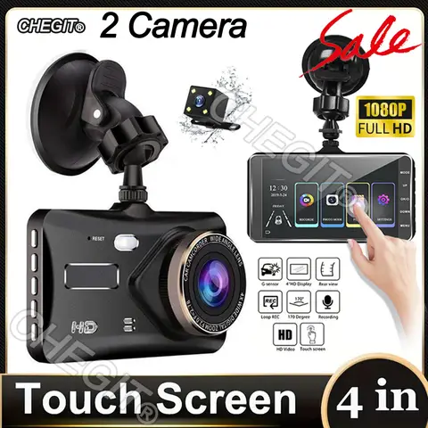 4인치 터치스크린 차량용 블랙박스 HD 1080P 전후방 듀얼 렌즈 야간촬영 차량 녹화 카메라